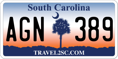 SC license plate AGN389
