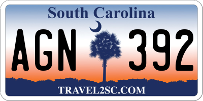 SC license plate AGN392