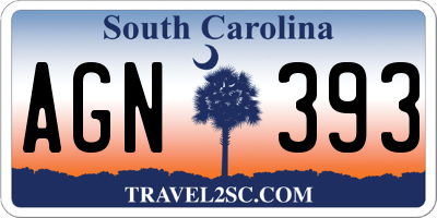 SC license plate AGN393