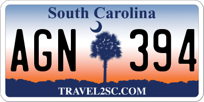 SC license plate AGN394