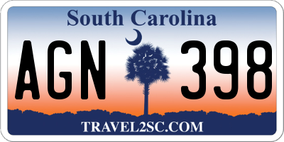 SC license plate AGN398
