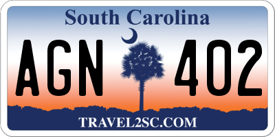 SC license plate AGN402
