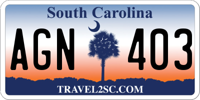 SC license plate AGN403