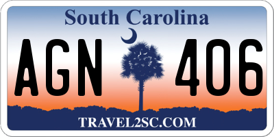 SC license plate AGN406