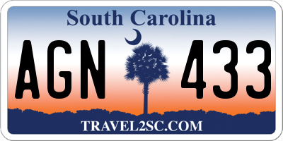 SC license plate AGN433
