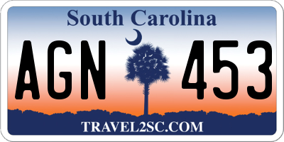 SC license plate AGN453