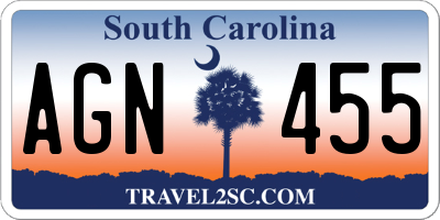 SC license plate AGN455