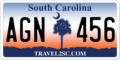 SC license plate AGN456