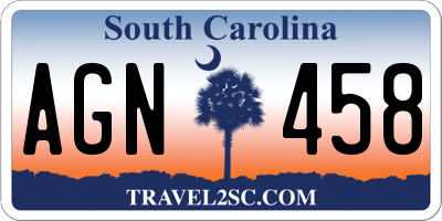 SC license plate AGN458