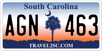 SC license plate AGN463
