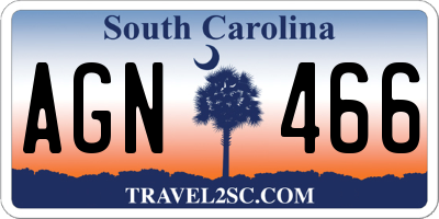 SC license plate AGN466
