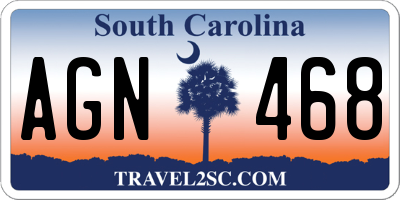 SC license plate AGN468