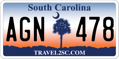 SC license plate AGN478
