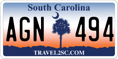 SC license plate AGN494