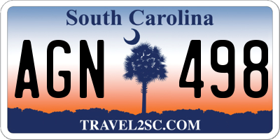 SC license plate AGN498