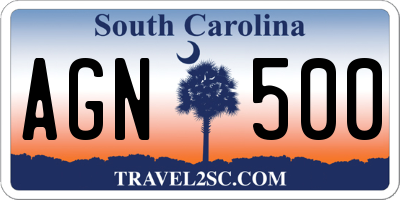 SC license plate AGN500