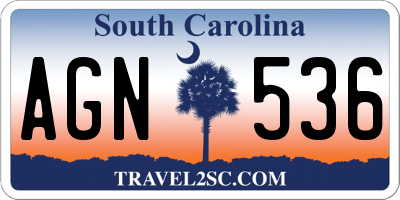 SC license plate AGN536