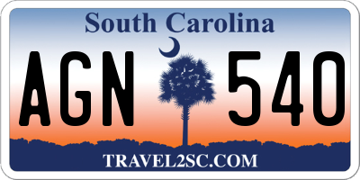 SC license plate AGN540