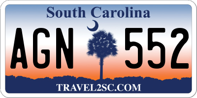 SC license plate AGN552