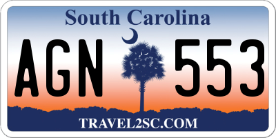SC license plate AGN553