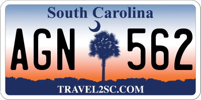 SC license plate AGN562