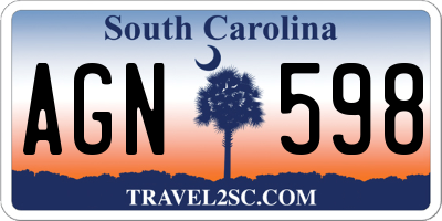 SC license plate AGN598