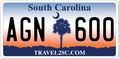 SC license plate AGN600