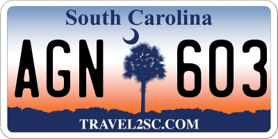 SC license plate AGN603