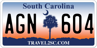 SC license plate AGN604