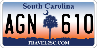 SC license plate AGN610