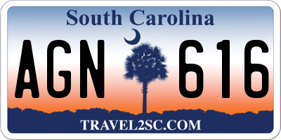 SC license plate AGN616