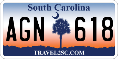 SC license plate AGN618