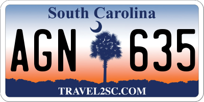 SC license plate AGN635