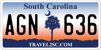 SC license plate AGN636