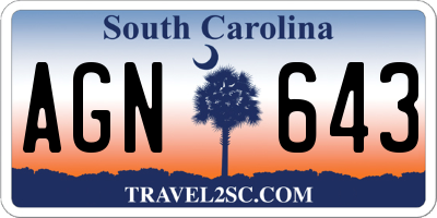 SC license plate AGN643