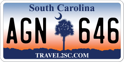 SC license plate AGN646