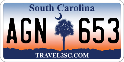 SC license plate AGN653