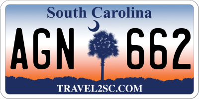 SC license plate AGN662