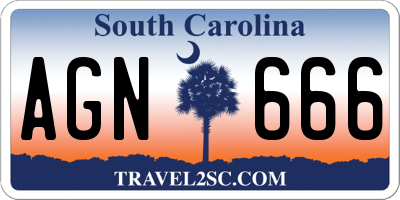 SC license plate AGN666