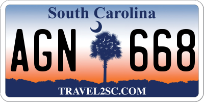 SC license plate AGN668