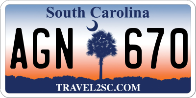 SC license plate AGN670