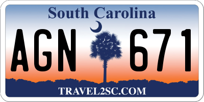 SC license plate AGN671