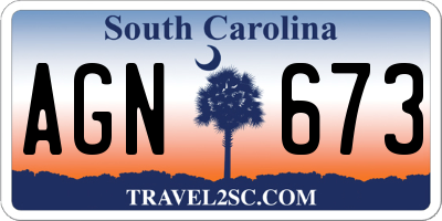 SC license plate AGN673
