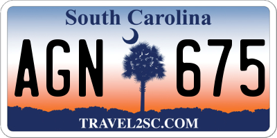 SC license plate AGN675