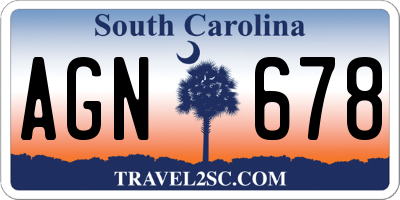 SC license plate AGN678