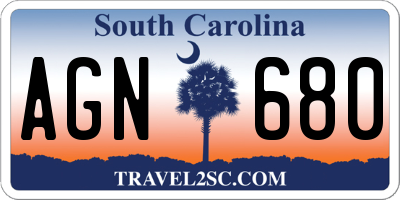 SC license plate AGN680