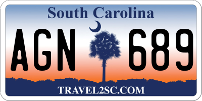 SC license plate AGN689
