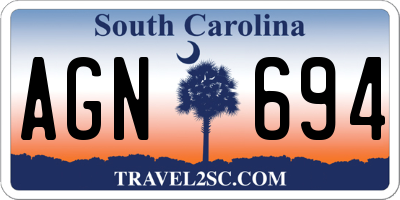 SC license plate AGN694