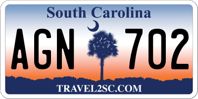 SC license plate AGN702