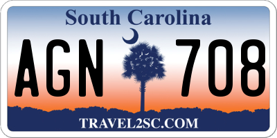 SC license plate AGN708
